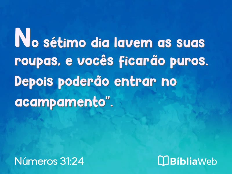 Números 31:24 em imagem para compartilhar