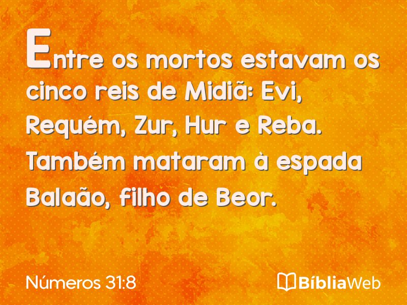 Números 31:8 em imagem para compartilhar