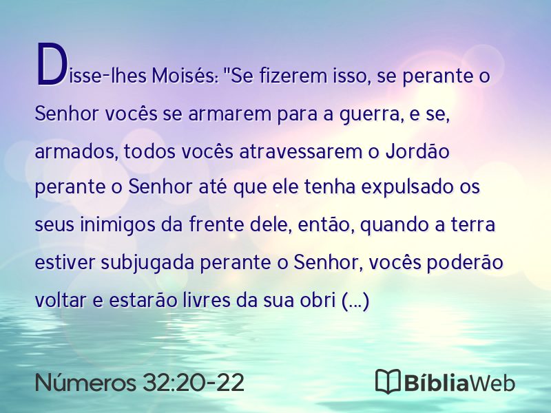Números 32:20-22 em imagem para compartilhar