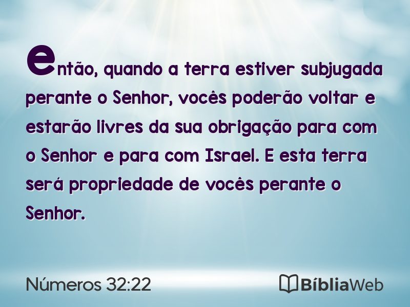 Números 32:22 em imagem para compartilhar