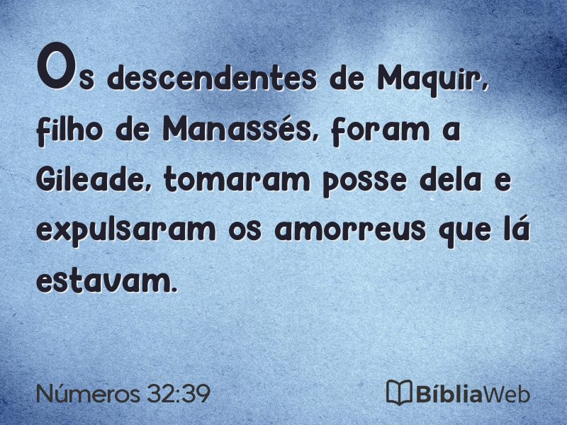 Números 32:39 em imagem para compartilhar