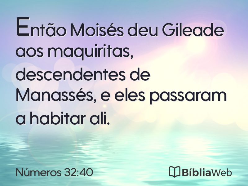Números 32:40 em imagem para compartilhar