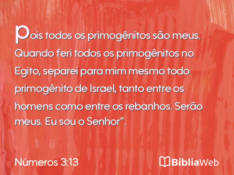 Números 3:13 em imagem para compartilhar