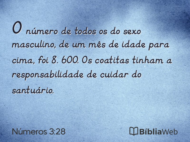 Números 3:28 em imagem para compartilhar