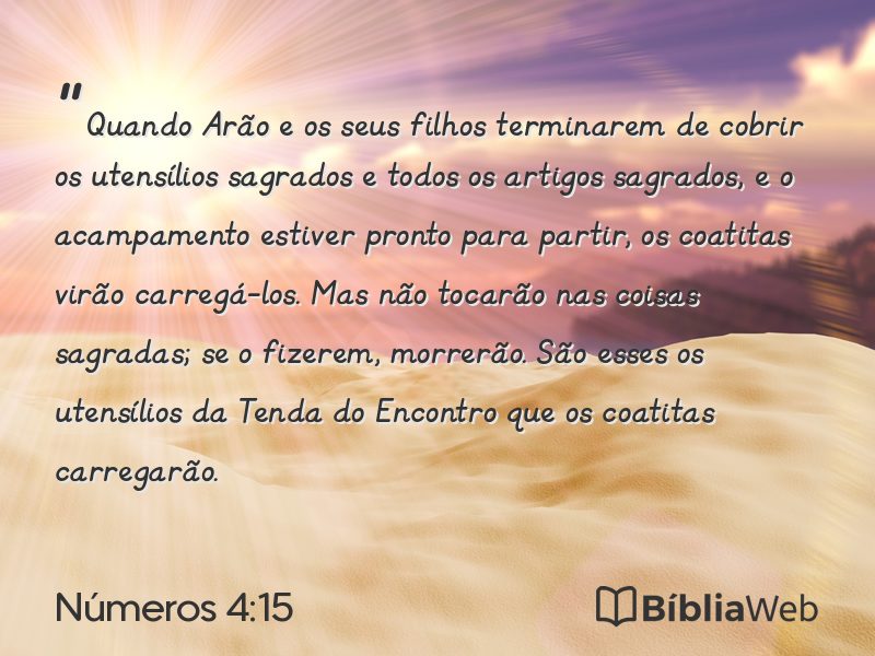 Números 4:15 em imagem para compartilhar