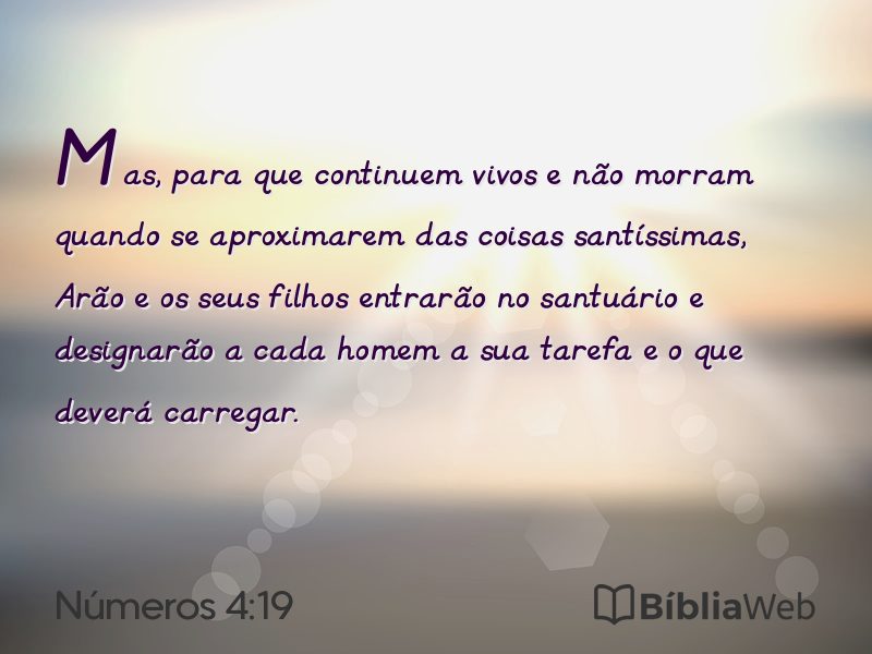 Números 4:19 em imagem para compartilhar