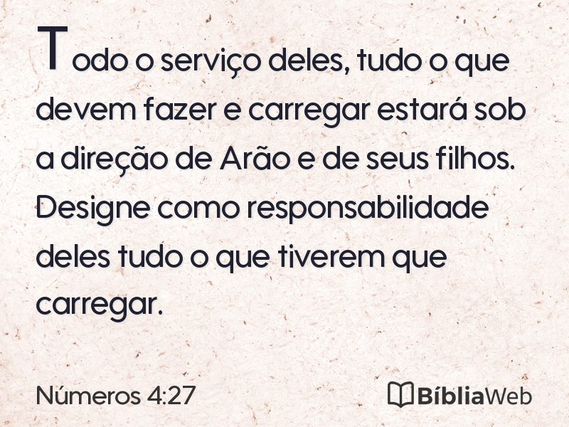 Números 4:27 em imagem para compartilhar