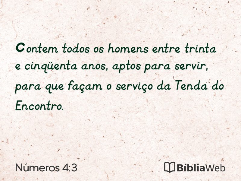 Números 4:3 em imagem para compartilhar