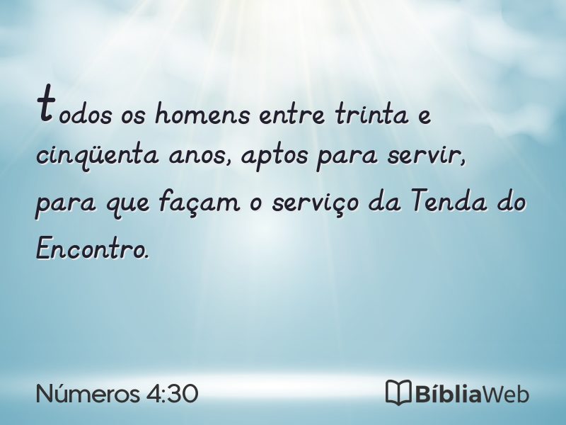Números 4:30 em imagem para compartilhar