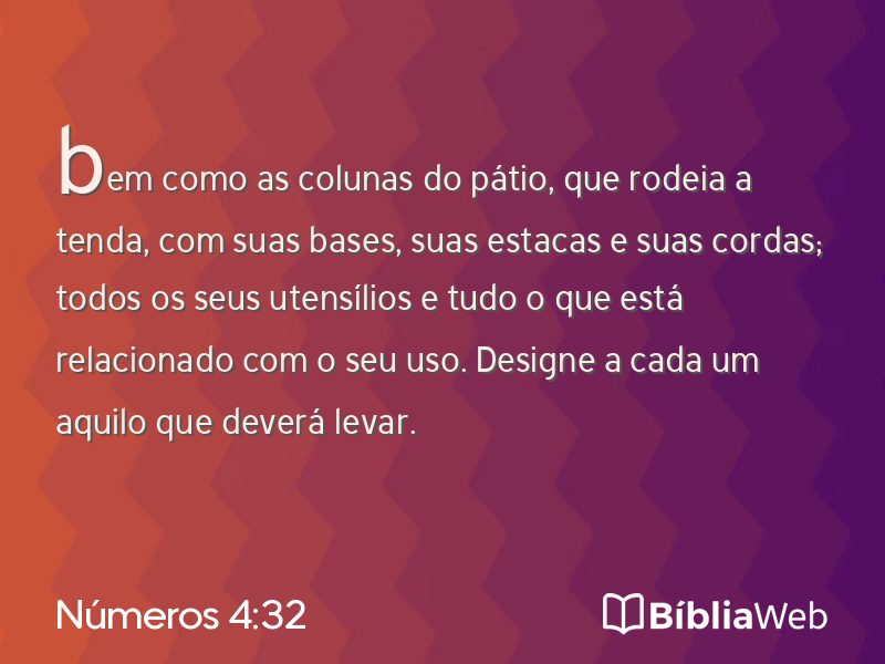 Números 4:32 em imagem para compartilhar