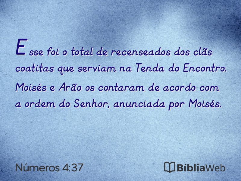 Números 4:37 em imagem para compartilhar
