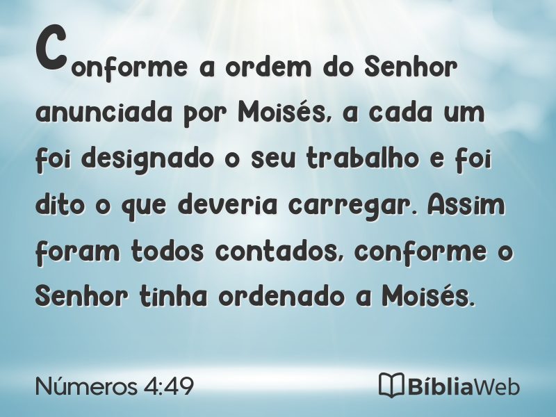 Números 4:49 em imagem para compartilhar