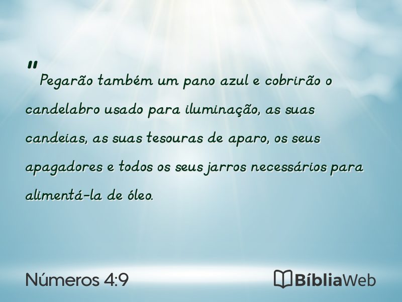 Números 4:9 em imagem para compartilhar
