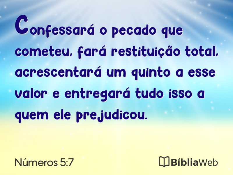 Números 5:7 em imagem para compartilhar