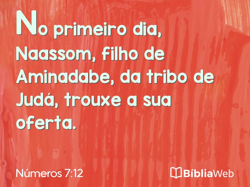 Números 7:12 em imagem para compartilhar