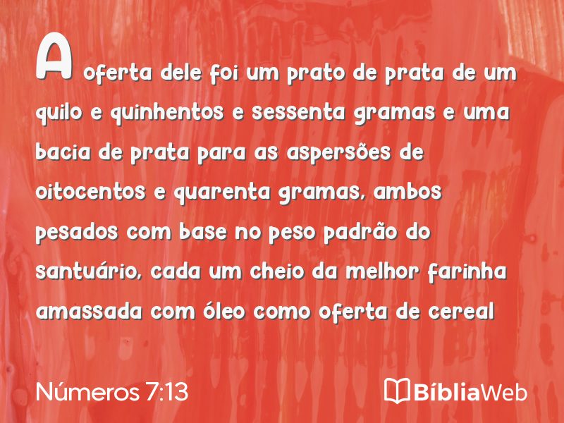 Números 7:13 em imagem para compartilhar