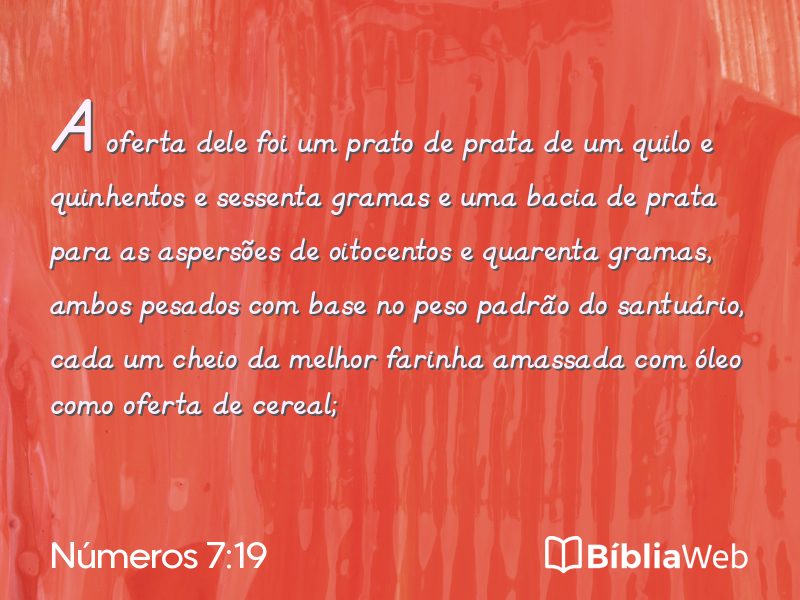 Números 7:19 em imagem para compartilhar