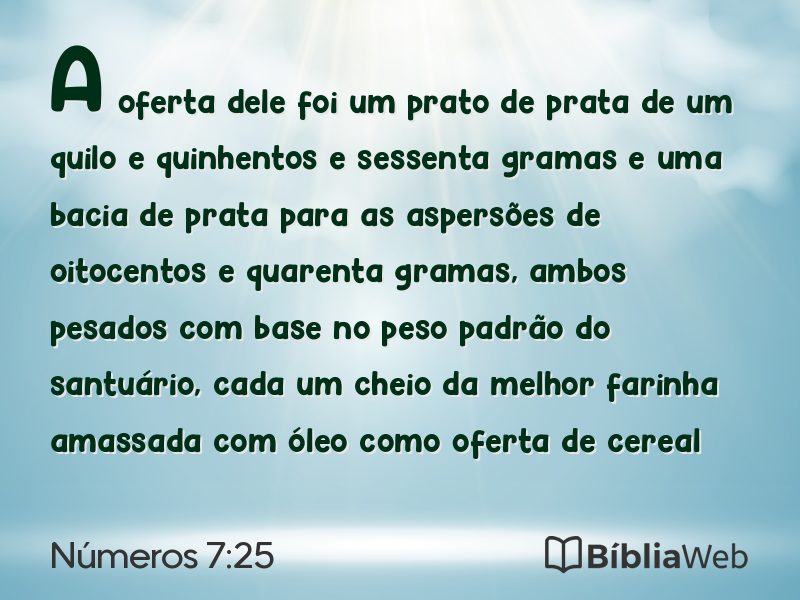 Números 7:25 em imagem para compartilhar