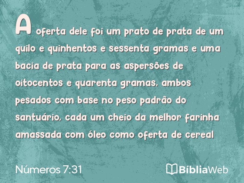 Números 7:31 em imagem para compartilhar