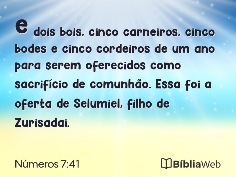 Números 7:41 em imagem para compartilhar