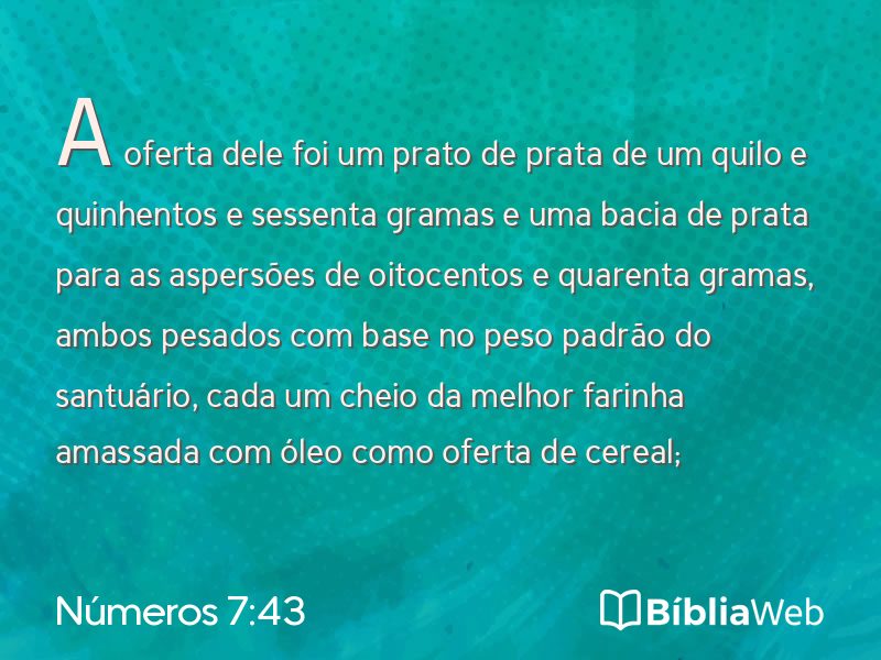 Números 7:43 em imagem para compartilhar