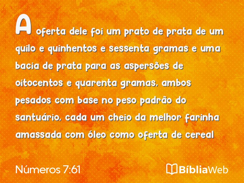 Números 7:61 em imagem para compartilhar