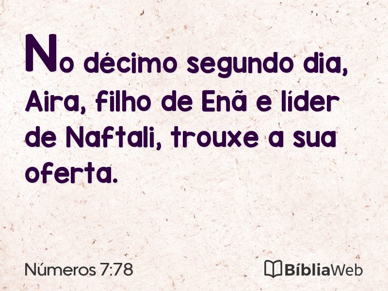 Números 7:78 em imagem para compartilhar