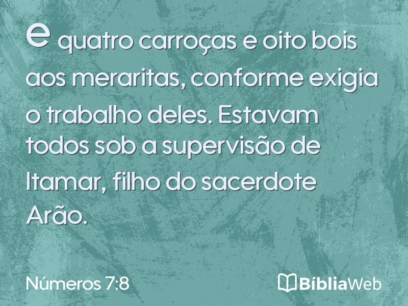 Números 7:8 em imagem para compartilhar