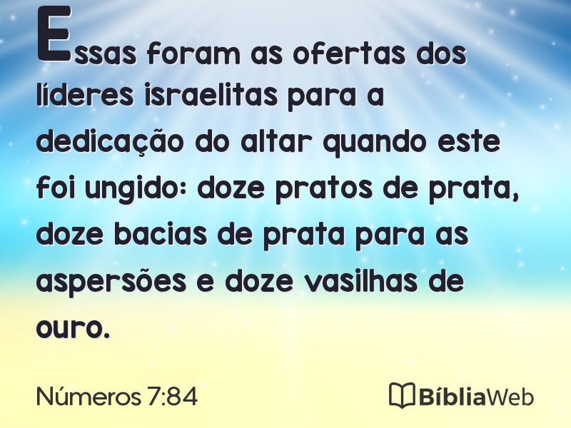 Números 7:84 em imagem para compartilhar