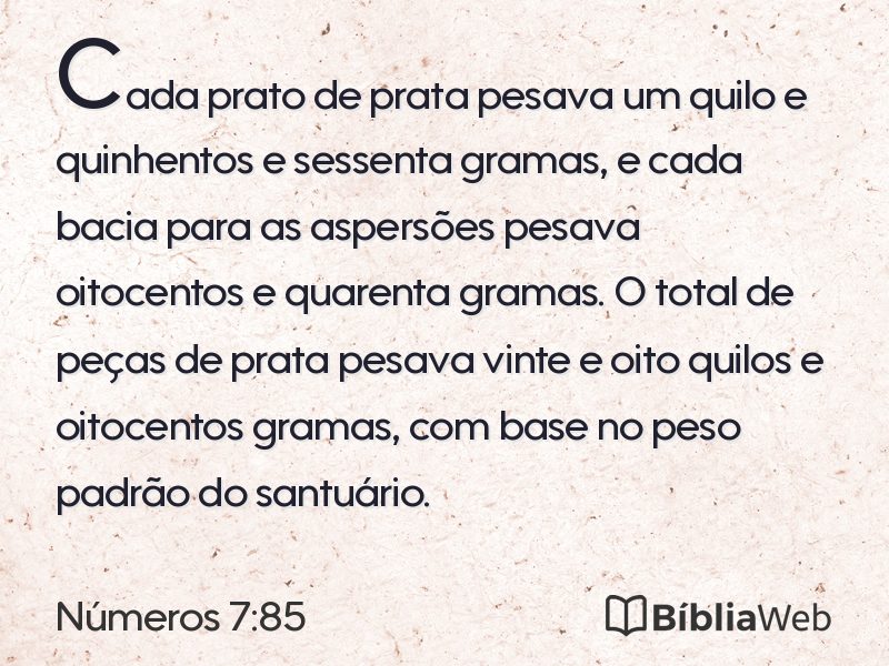 Números 7:85 em imagem para compartilhar
