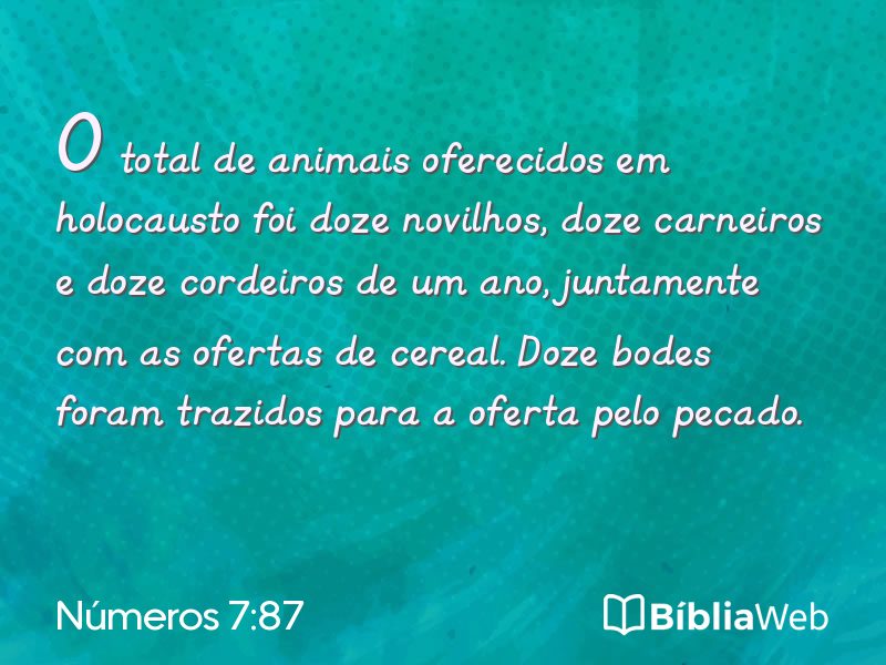 Números 7:87 em imagem para compartilhar