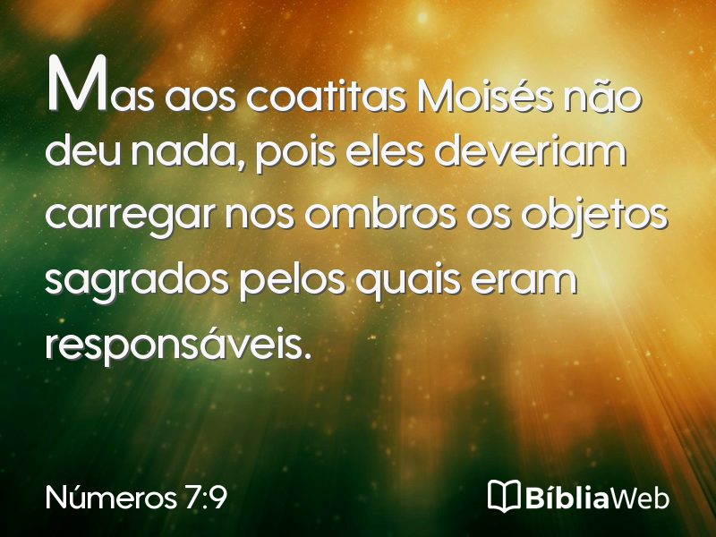 Números 7:9 em imagem para compartilhar