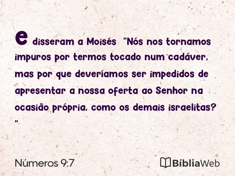 Números 9:7 em imagem para compartilhar
