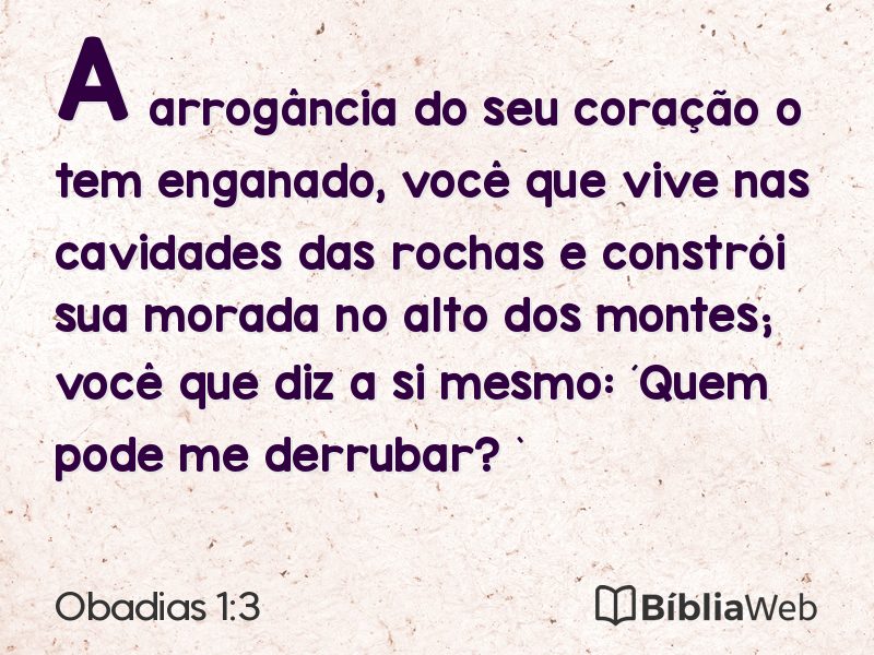 Obadias 1:3 em imagem para compartilhar