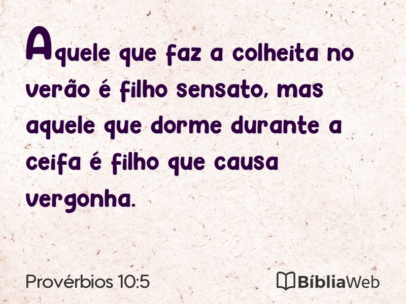 Provérbios 10:5 em imagem para compartilhar