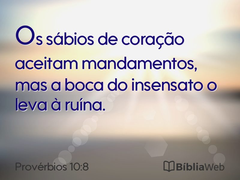 Provérbios 10:8 em imagem para compartilhar