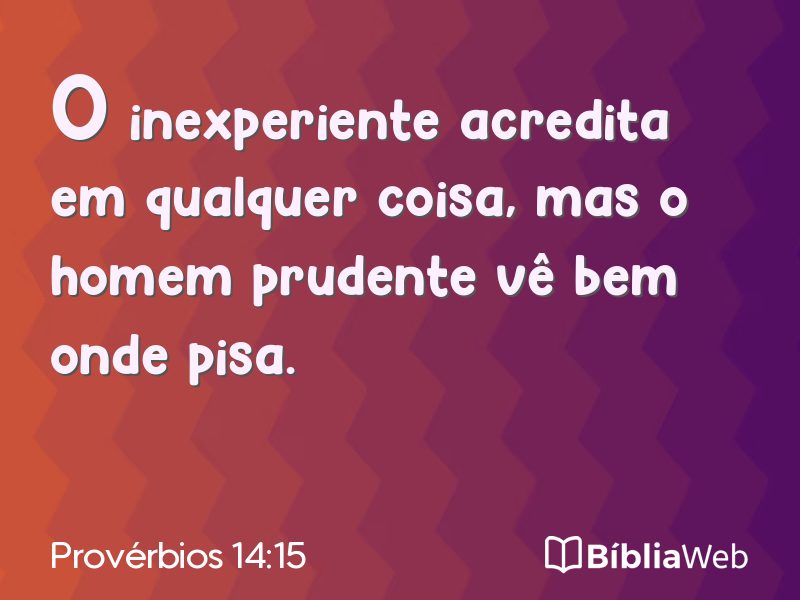 Provérbios 14:15 em imagem para compartilhar