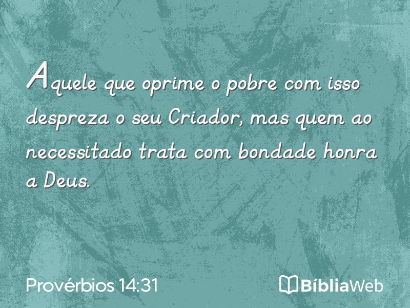 Provérbios 14:31 em imagem para compartilhar