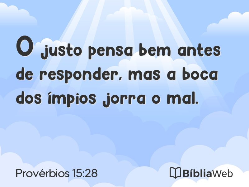 Provérbios 15:28 em imagem para compartilhar