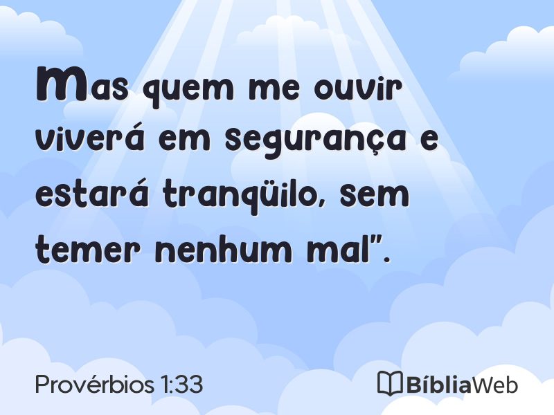 Provérbios 1:33 em imagem para compartilhar
