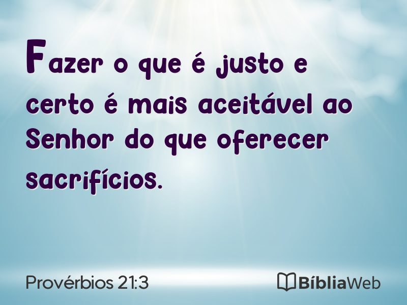 Provérbios 21:3 em imagem para compartilhar