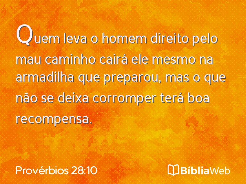 Provérbios 28:10 em imagem para compartilhar