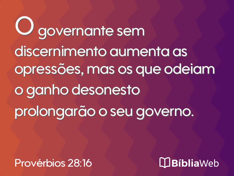 Provérbios 28:16 em imagem para compartilhar