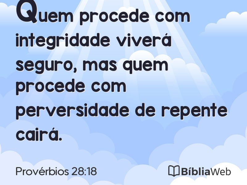 Provérbios 28:18 em imagem para compartilhar