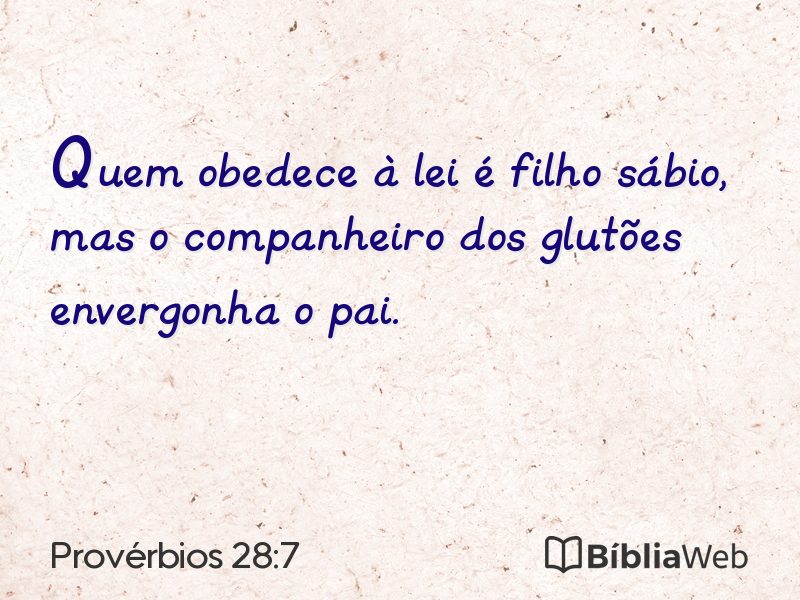 Provérbios 28:7 em imagem para compartilhar