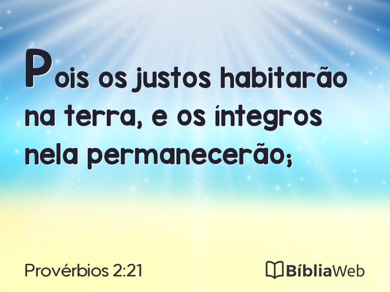 Provérbios 2:21 em imagem para compartilhar