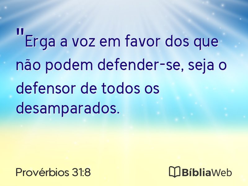 Provérbios 31:8 em imagem para compartilhar