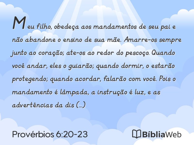 Provérbios 6:20-23 em imagem para compartilhar