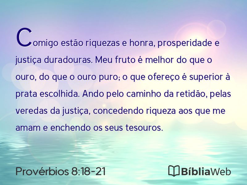Provérbios 8:18-21 em imagem para compartilhar