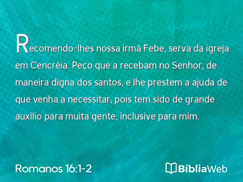Romanos 16:1-2 em imagem para compartilhar